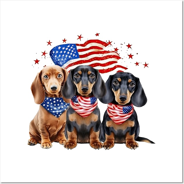 4th of July Dachshund Dogs #4 Wall Art by Chromatic Fusion Studio